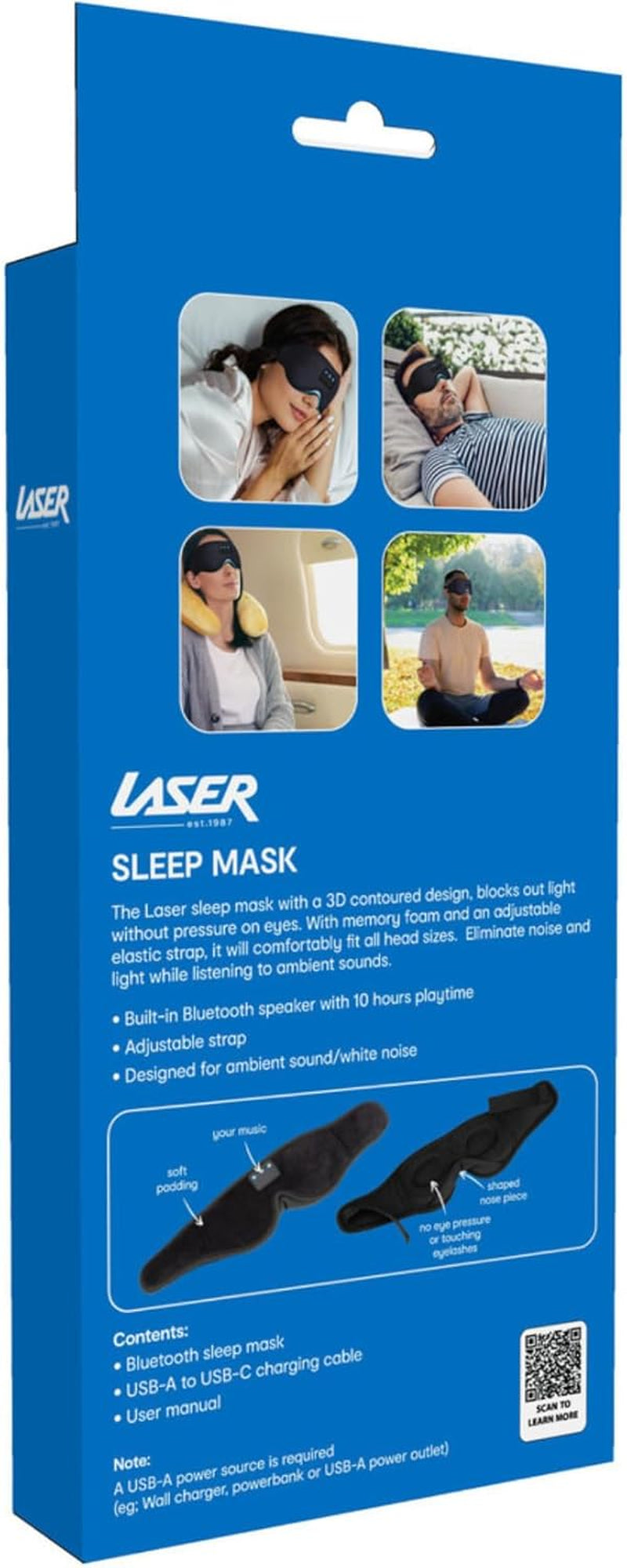 3D Sleep Eye Mask with Memory Foam, Wireless Bluetooth Speaker, Voice Call, Adjustable Strap, 10-Hour Playtime, USB C Charging β Ideal Alternative Sleep Headphones for Travel and Relaxation
