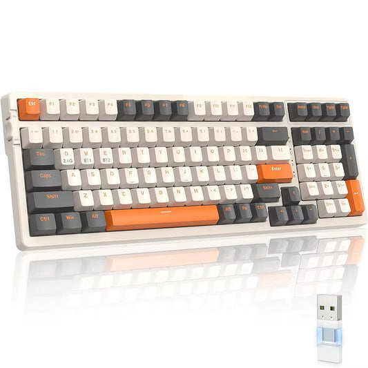 K96 Wireless Mechanical Keyboard – 100-Key Layout, Red Switches, Dual Mode (2.4G + BT5.0), Hot Swappable