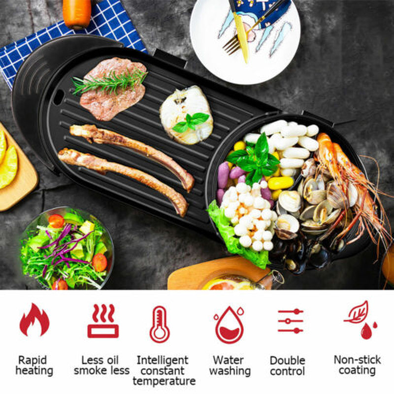 2-in-1 Electric Hot Pot & BBQ Grill – Smokeless Combo