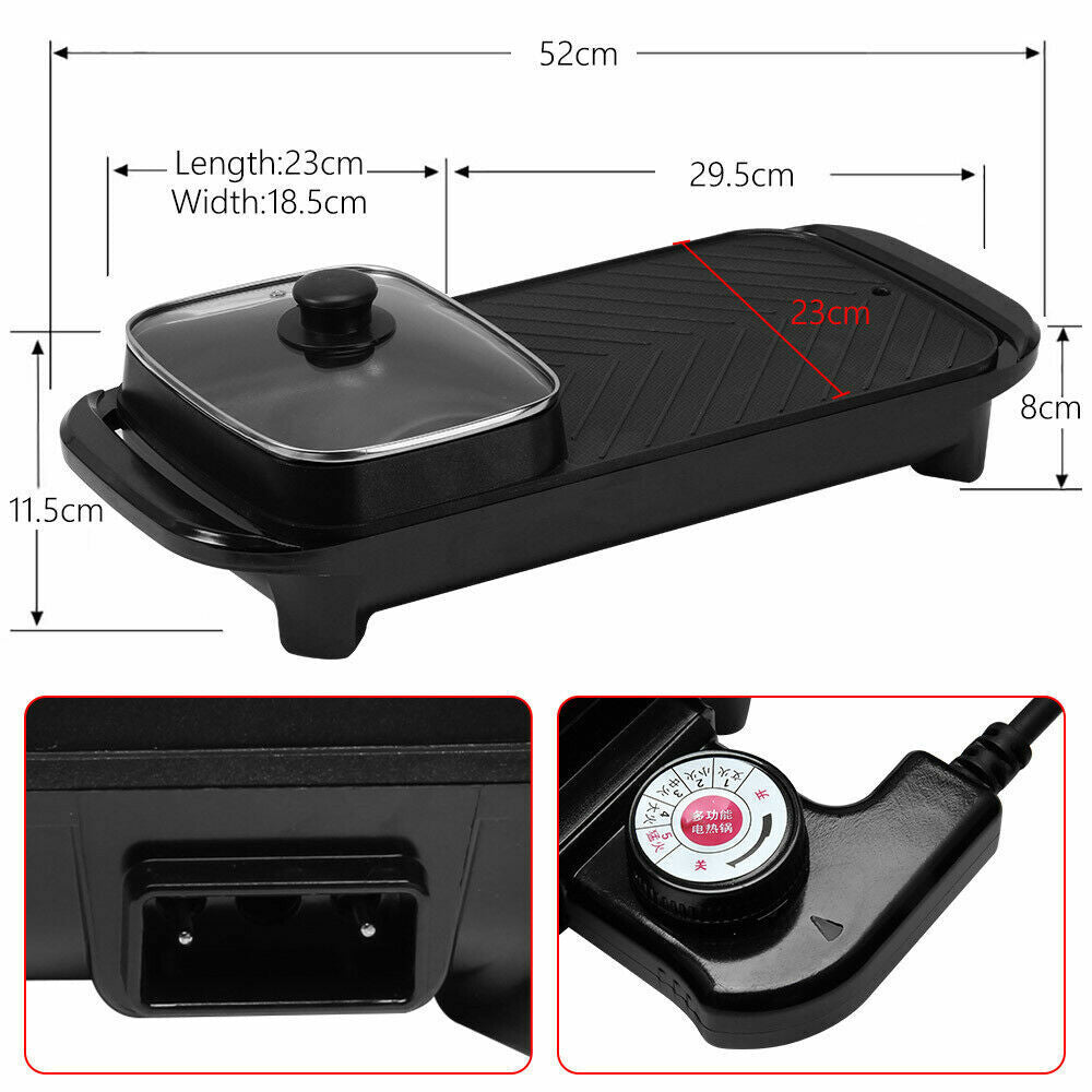 2-in-1 Electric Hot Pot & BBQ Grill – Smokeless Combo