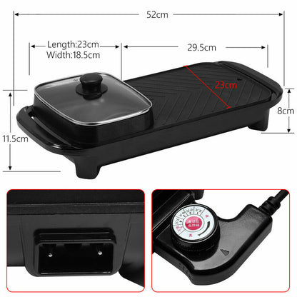 2-in-1 Electric Hot Pot & BBQ Grill – Smokeless Combo