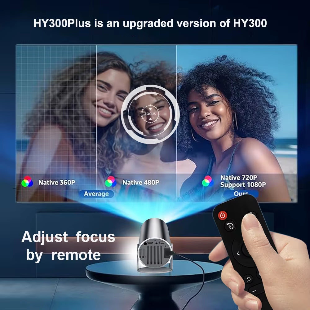 HY300 Pro Mini Projector – 4K Decode, Android 11, 720P Native, BT5 & Wi-Fi, 130” Max Display
