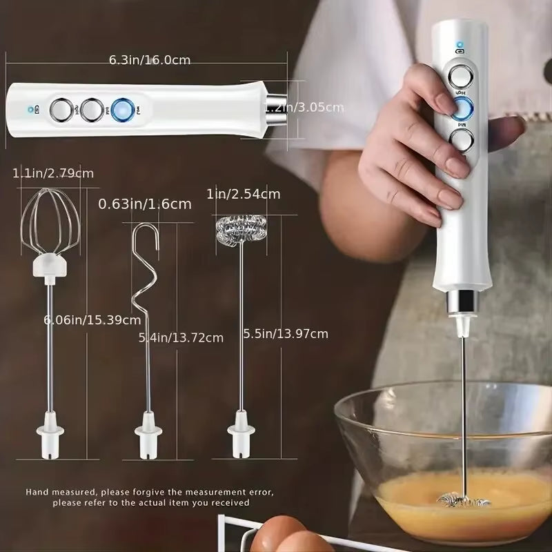 Wireless Milk Frother – USB Rechargeable, 3-Speed Handheld Foam Maker