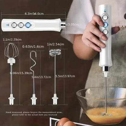 Wireless Milk Frother – USB Rechargeable, 3-Speed Handheld Foam Maker