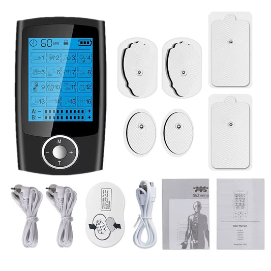 Electric TENS + EMS Therapy Device – 16-Mode Digital Muscle Stimulator