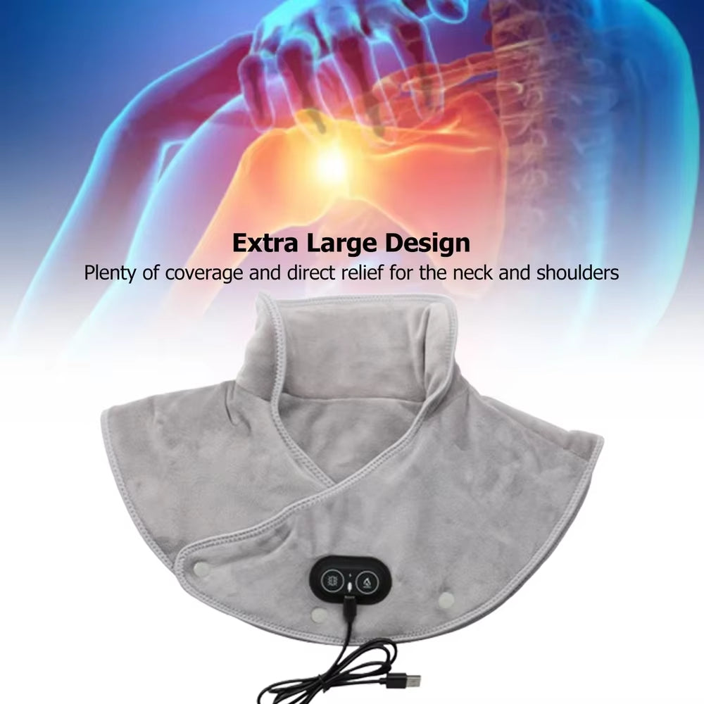 USB Heated Neck & Shoulder Wrap – Plush Thermal Pad with 3 Heat Settings