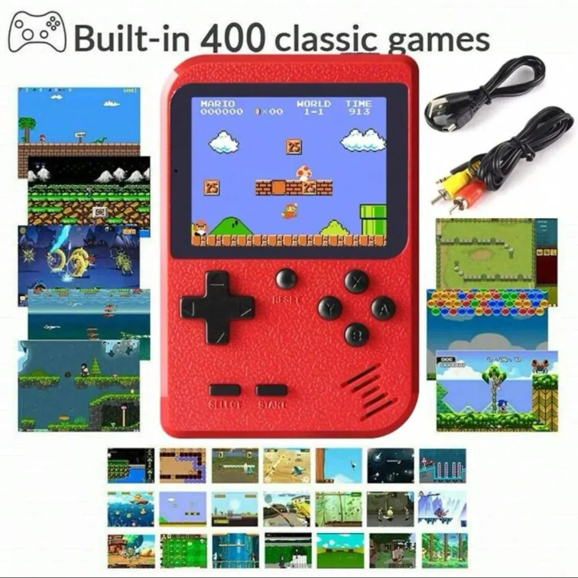 Retro Handheld Console – 400 Built-In Games + TV Output