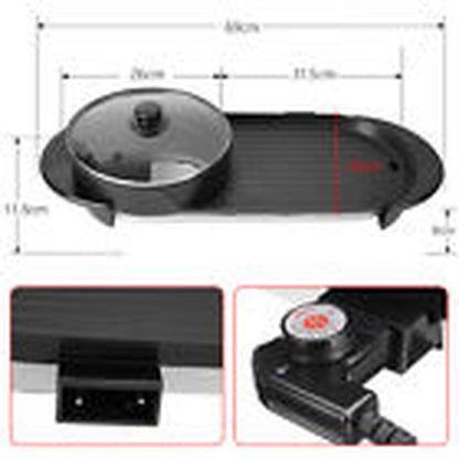 2-in-1 Electric Hot Pot & BBQ Grill – Smokeless Combo