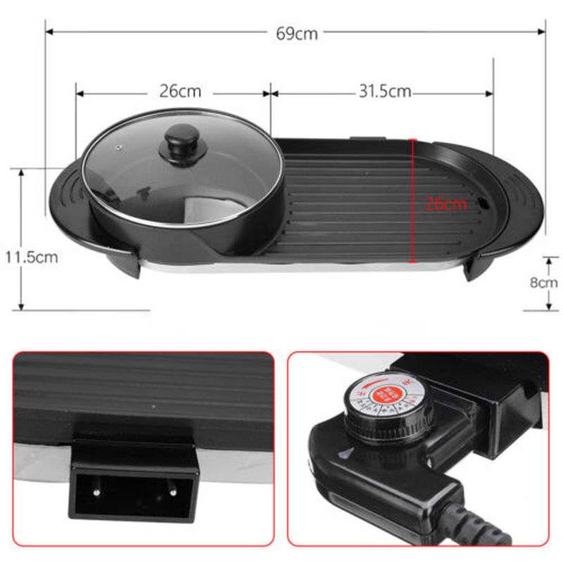 2-in-1 Electric Hot Pot & BBQ Grill – Smokeless Combo