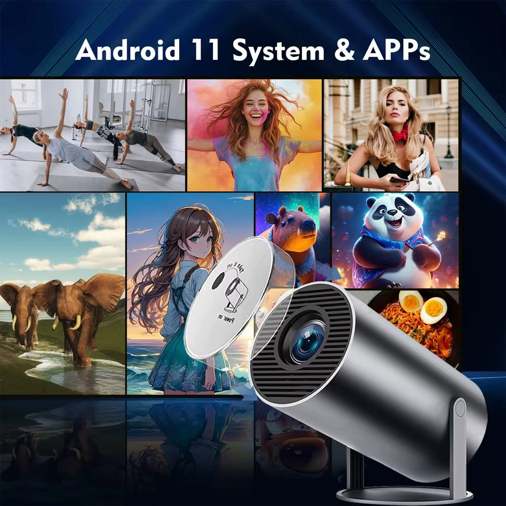HY300 Pro Mini Projector – 4K Decode, Android 11, 720P Native, BT5 & Wi-Fi, 130” Max Display