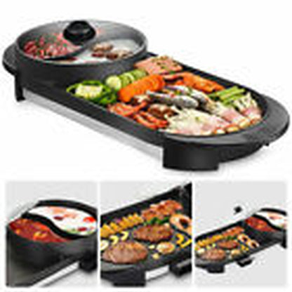 2-in-1 Electric Hot Pot & BBQ Grill – Smokeless Combo