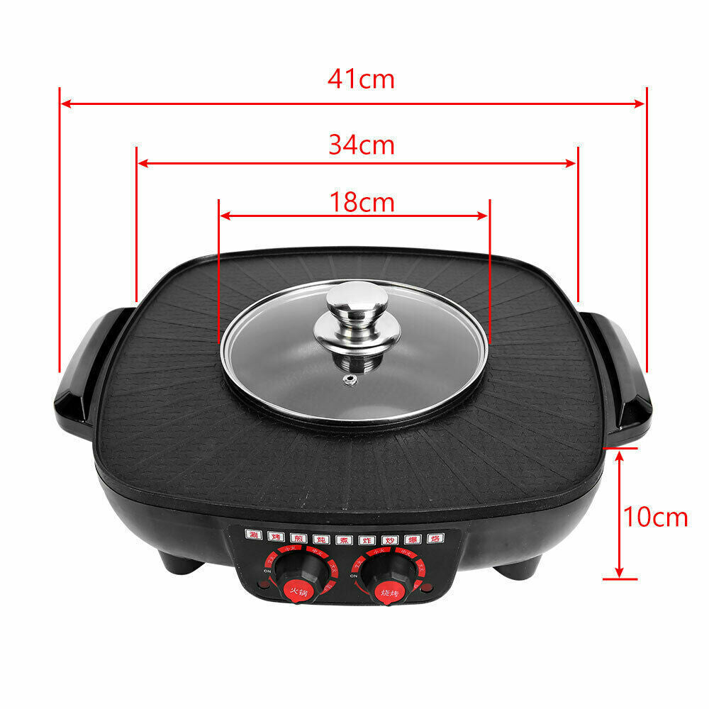 2-in-1 Electric Hot Pot & BBQ Grill – Smokeless Combo