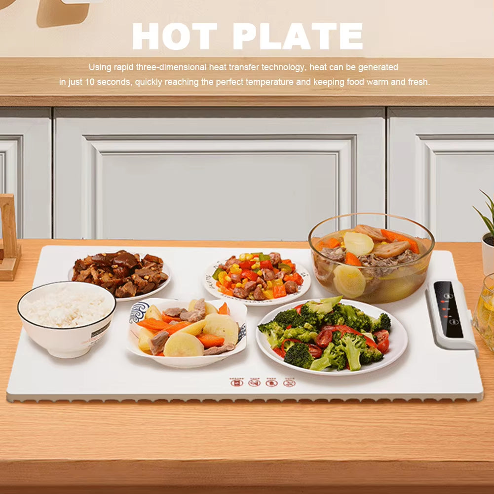 Foldable Smart Warming Tray – Adjustable Silicone Heating Mat for Meals & Parties