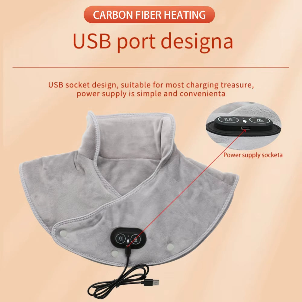 USB Heated Neck & Shoulder Wrap – Plush Thermal Pad with 3 Heat Settings