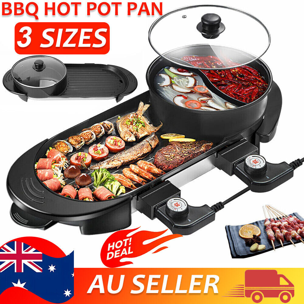 2-in-1 Electric Hot Pot & BBQ Grill – Smokeless Combo