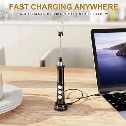 Wireless Milk Frother – USB Rechargeable, 3-Speed Handheld Foam Maker