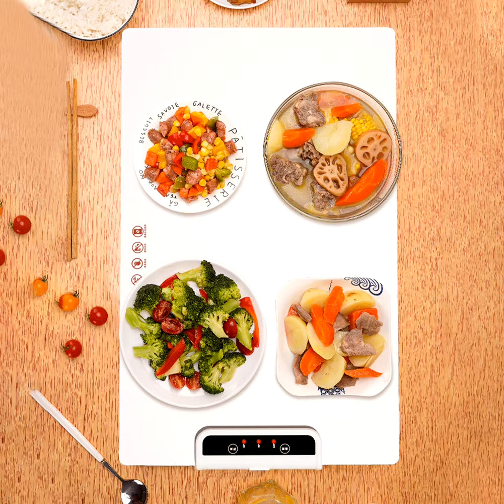 Foldable Smart Warming Tray – Adjustable Silicone Heating Mat for Meals & Parties