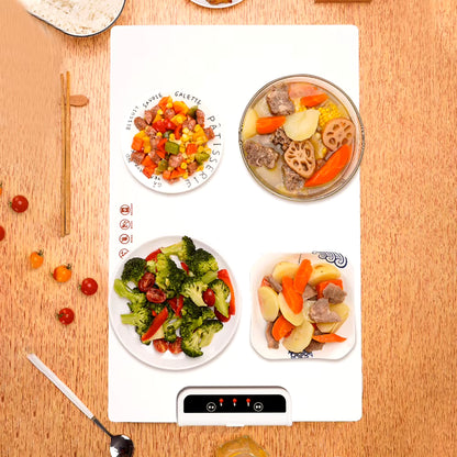Foldable Smart Warming Tray – Adjustable Silicone Heating Mat for Meals & Parties