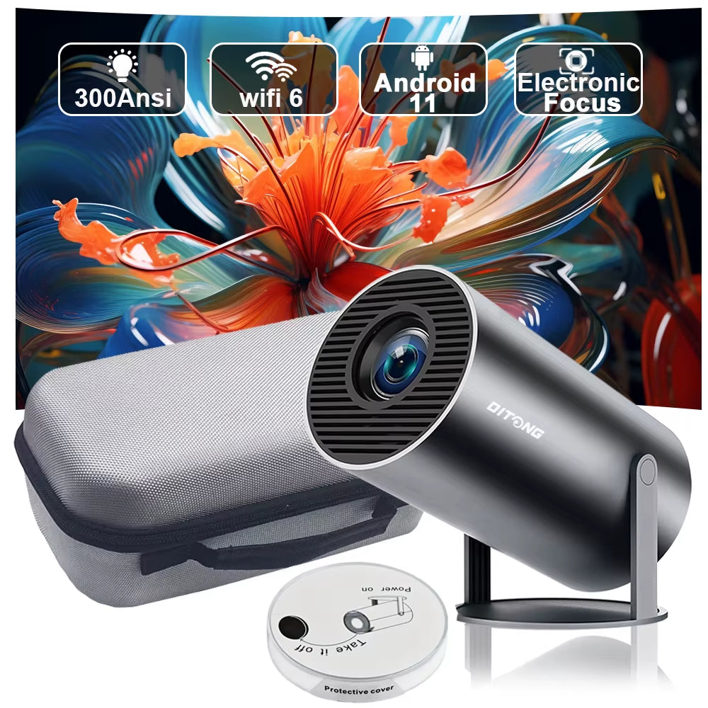 HY300 Pro Mini Projector – 4K Decode, Android 11, 720P Native, BT5 & Wi-Fi, 130” Max Display