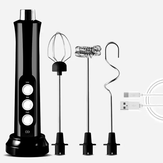 Wireless Milk Frother – USB Rechargeable, 3-Speed Handheld Foam Maker