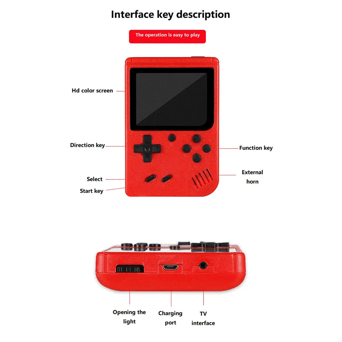 Retro Handheld Console – 400 Built-In Games + TV Output
