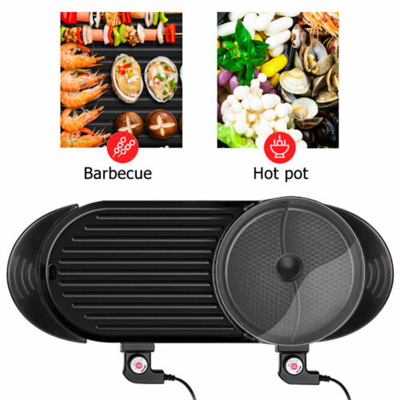 2-in-1 Electric Hot Pot & BBQ Grill – Smokeless Combo