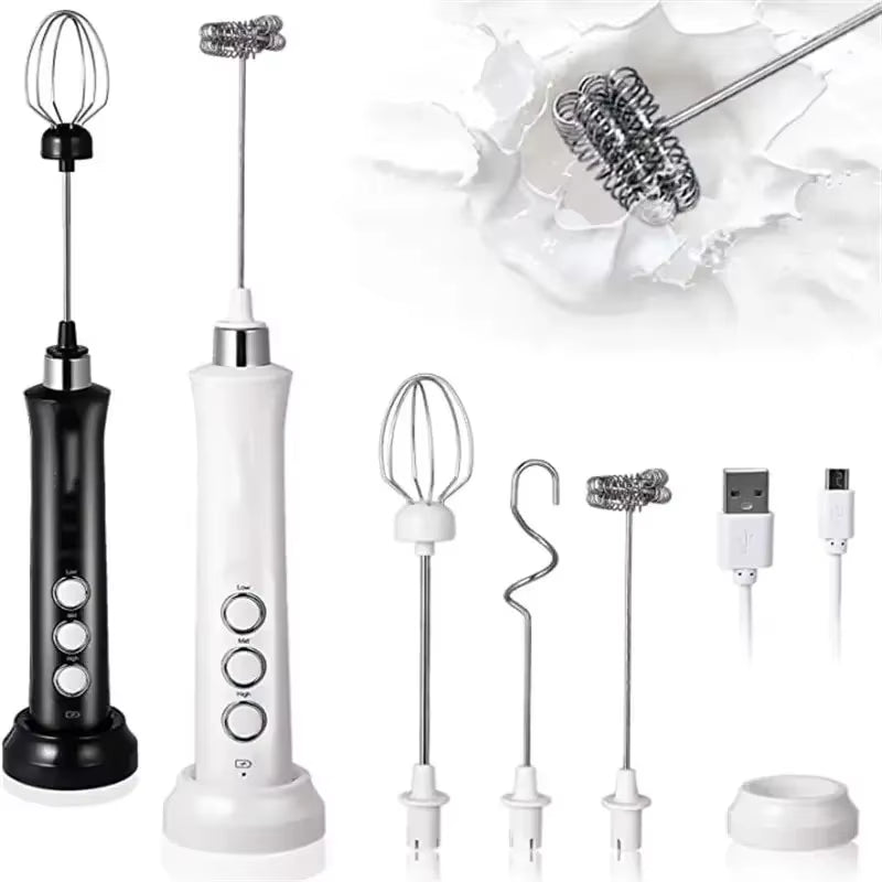 Wireless Milk Frother – USB Rechargeable, 3-Speed Handheld Foam Maker