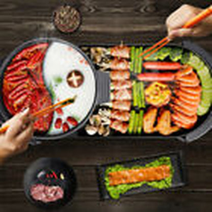 2-in-1 Electric Hot Pot & BBQ Grill – Smokeless Combo