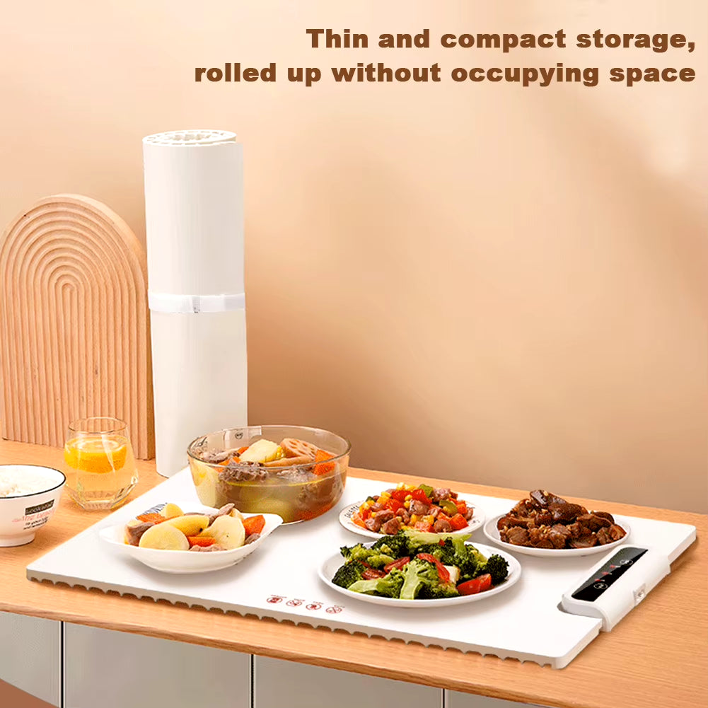 Foldable Smart Warming Tray – Adjustable Silicone Heating Mat for Meals & Parties