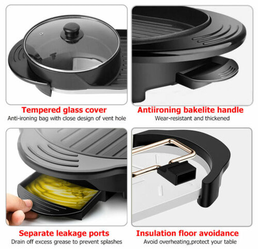 2-in-1 Electric Hot Pot & BBQ Grill – Smokeless Combo