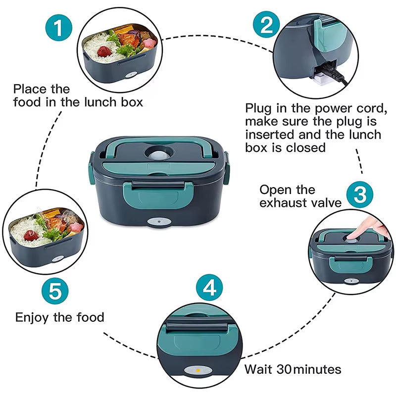 Electric Heated Lunch Box – 1.5L Stainless Steel Portable Food Warmer