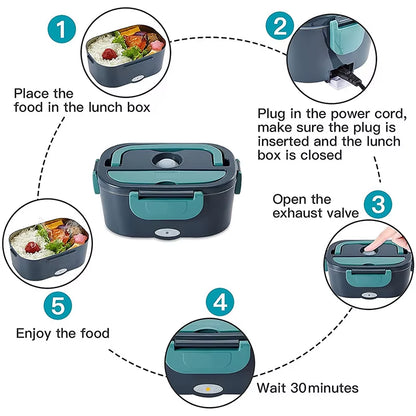Electric Heated Lunch Box – 1.5L Stainless Steel Portable Food Warmer