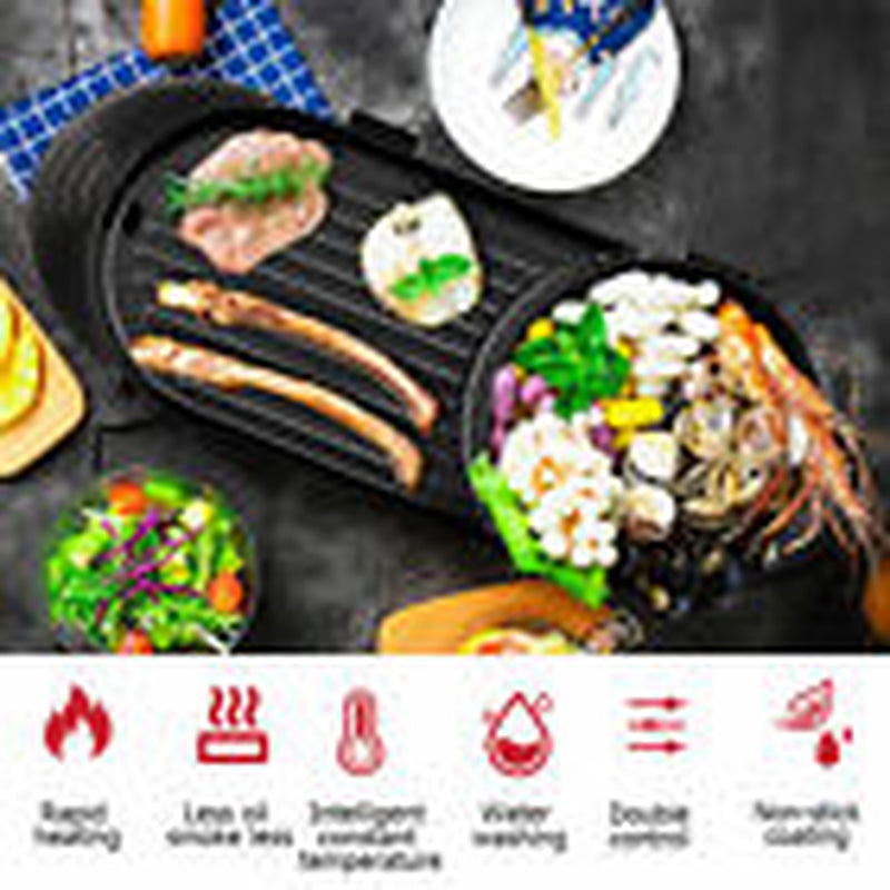 2-in-1 Electric Hot Pot & BBQ Grill – Smokeless Combo